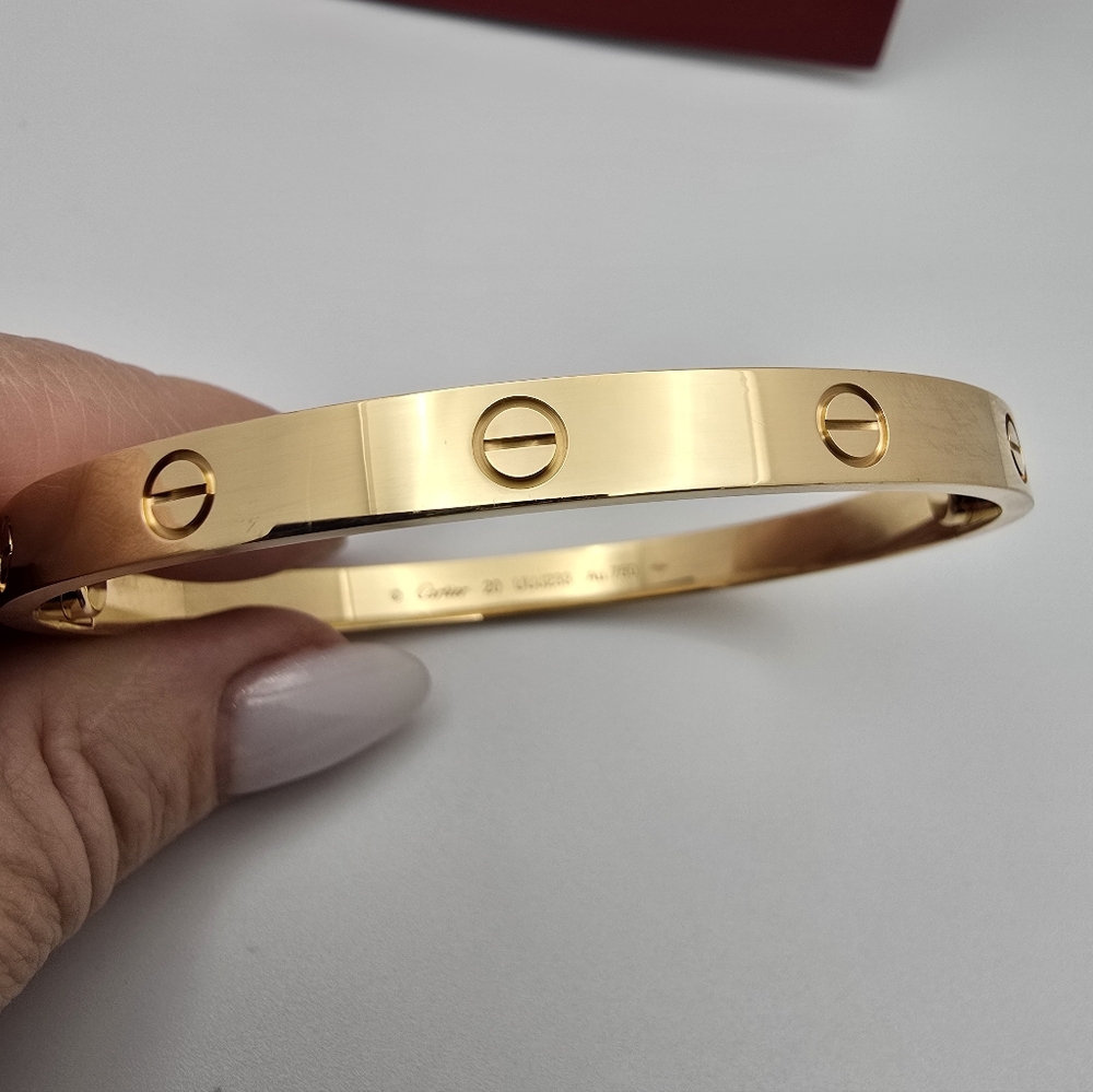 Authentic Cartier Love Bracelet Classic 18K Yellow Gold Sz 20, Box and receipt - Picture 2 of 10